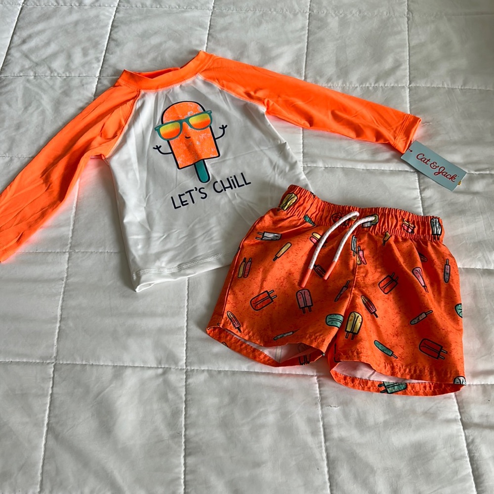 Cat & Jack boys swim suit (trunks and long sleeve top) size 18 months